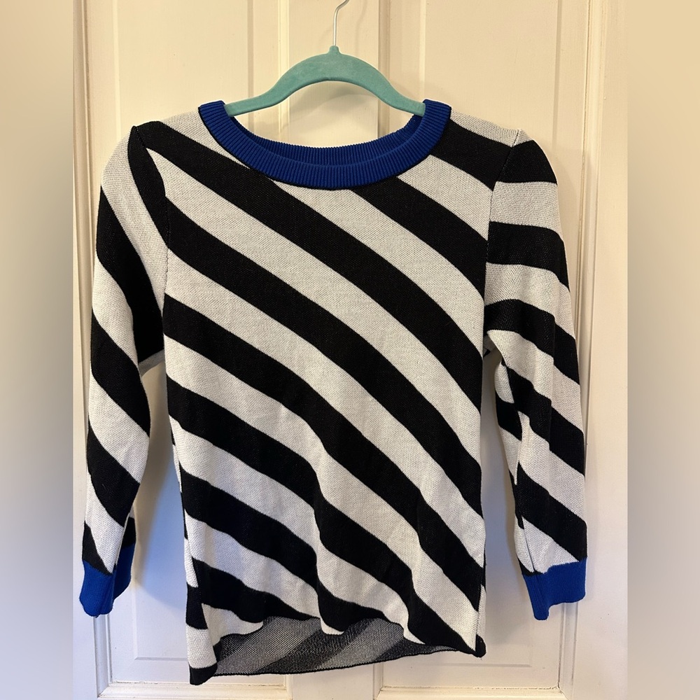 Anthropologie Maeve Diagonal Striped Sweater, 3/4 length sleeves